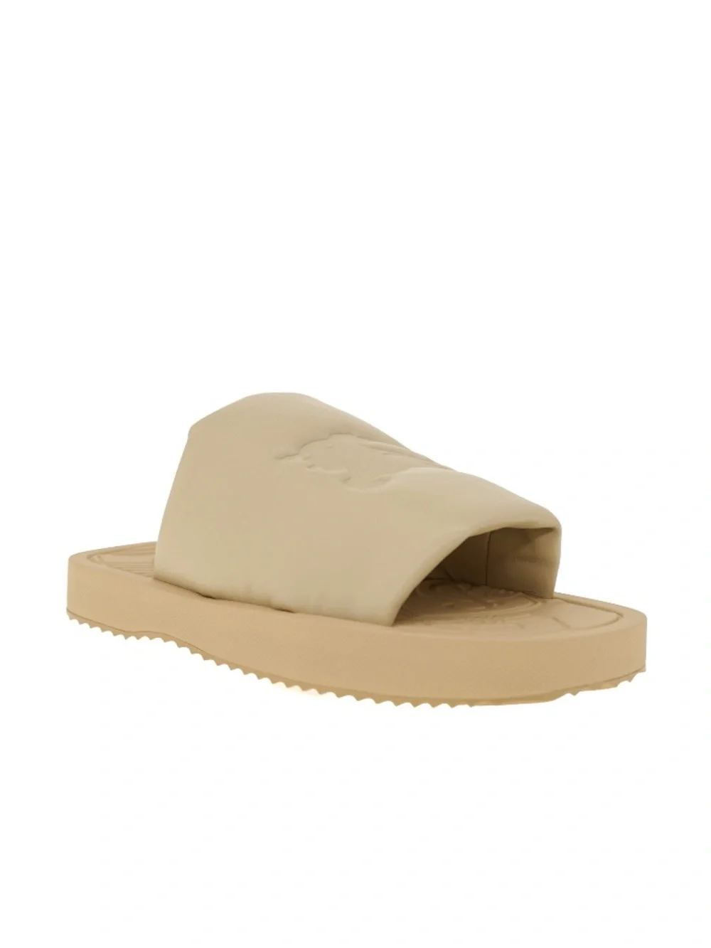 Burberry Men Knight Slides Soft Beige Leather Size 12 New